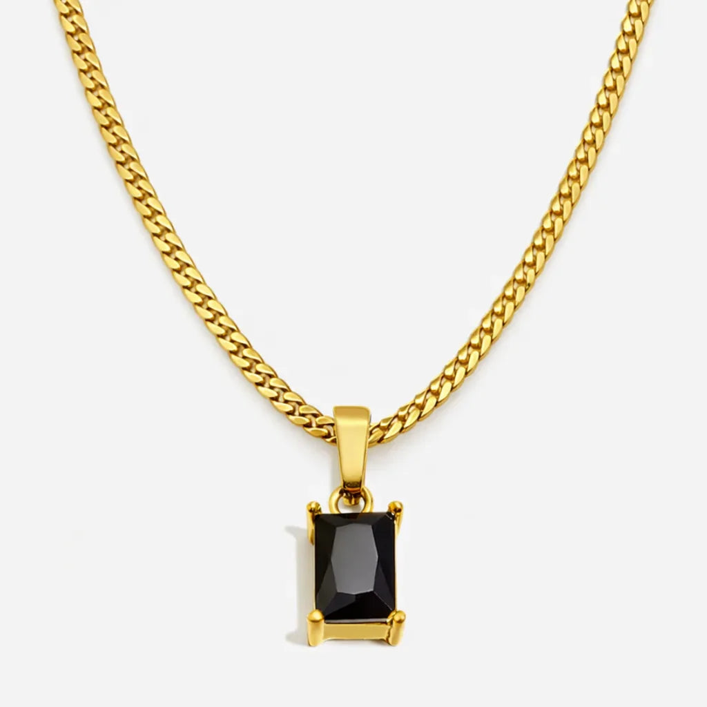 ONYX GEMSTONE NECKLACE (BLACK GOLD)