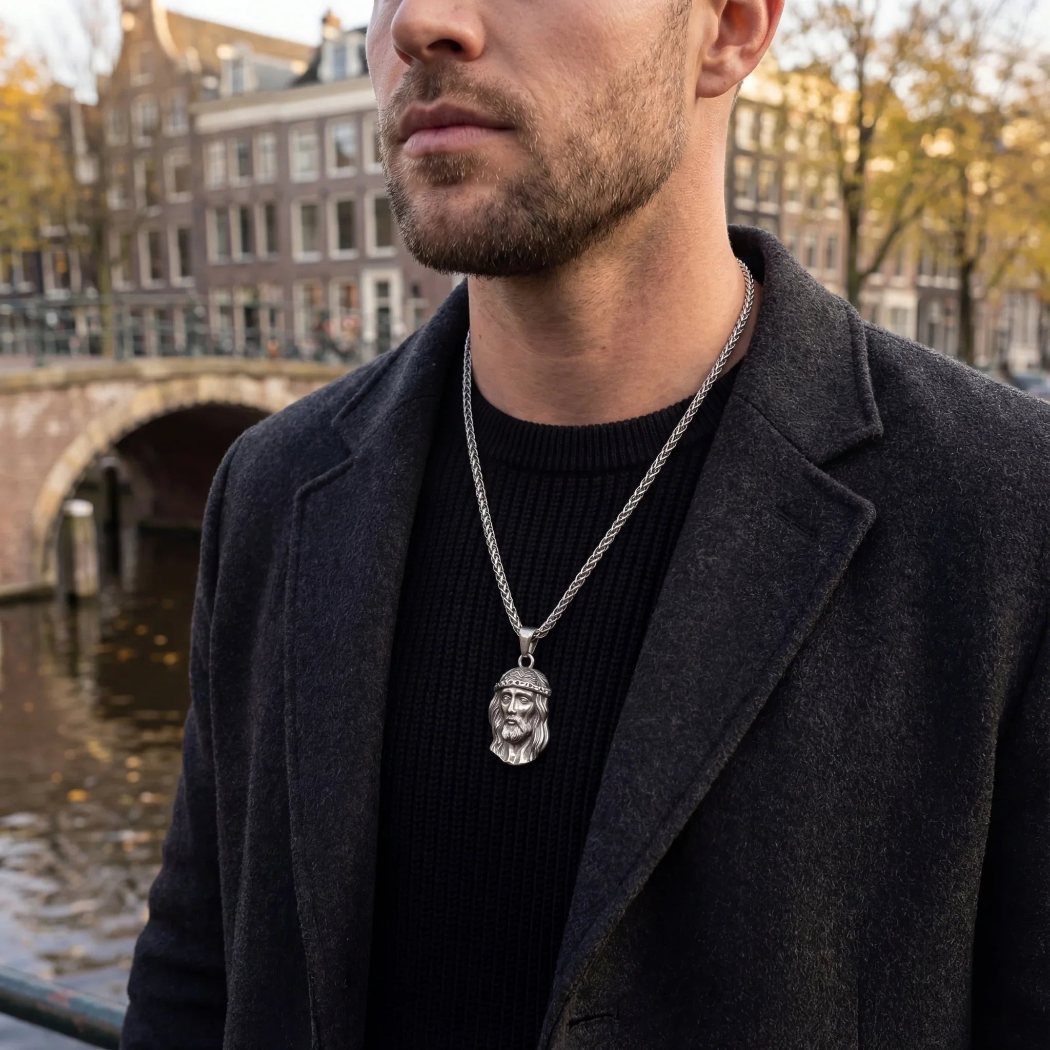 Jesus Piece Iced Pendant (Silver)