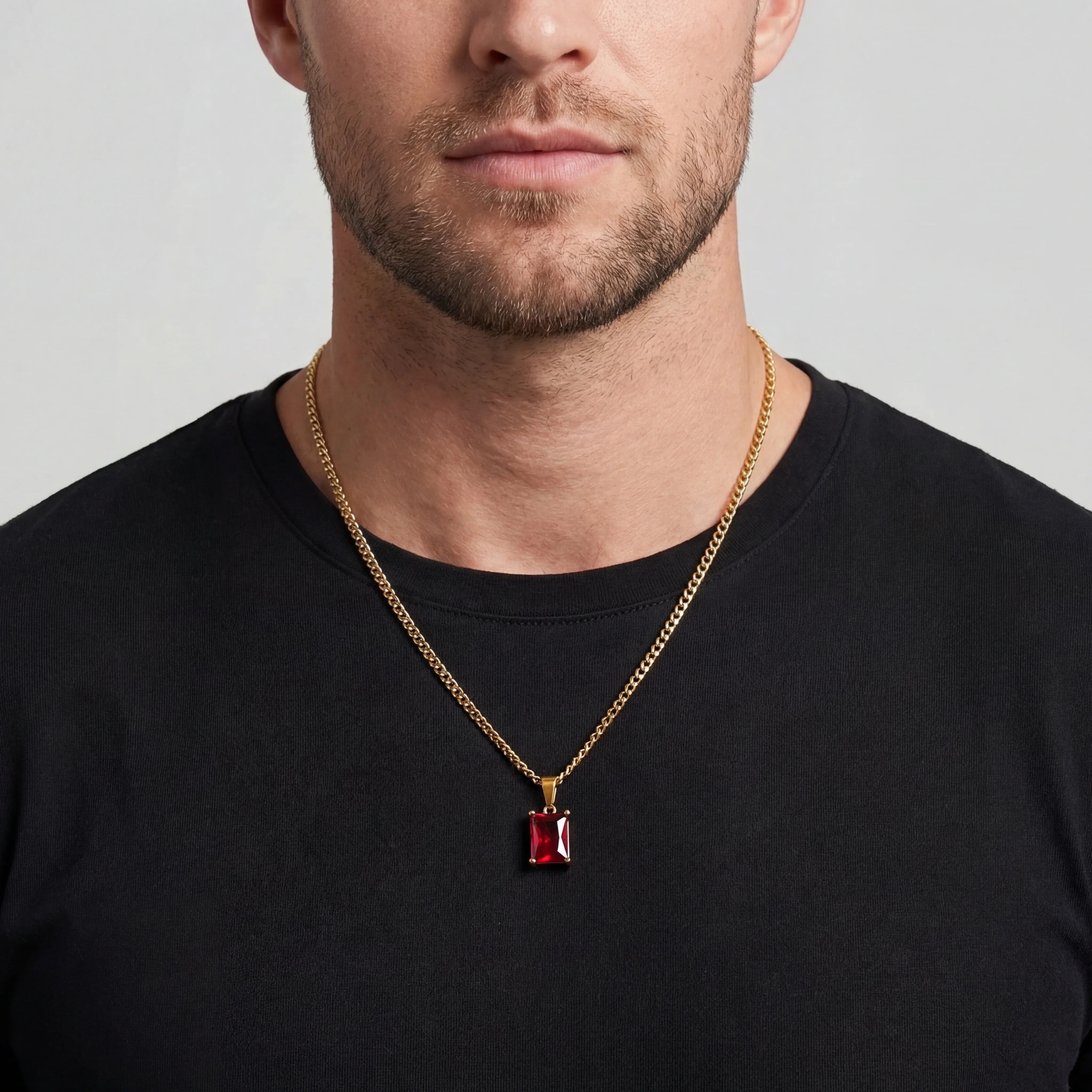 ONYX GEMSTONE NECKLACE (RED GOLD)