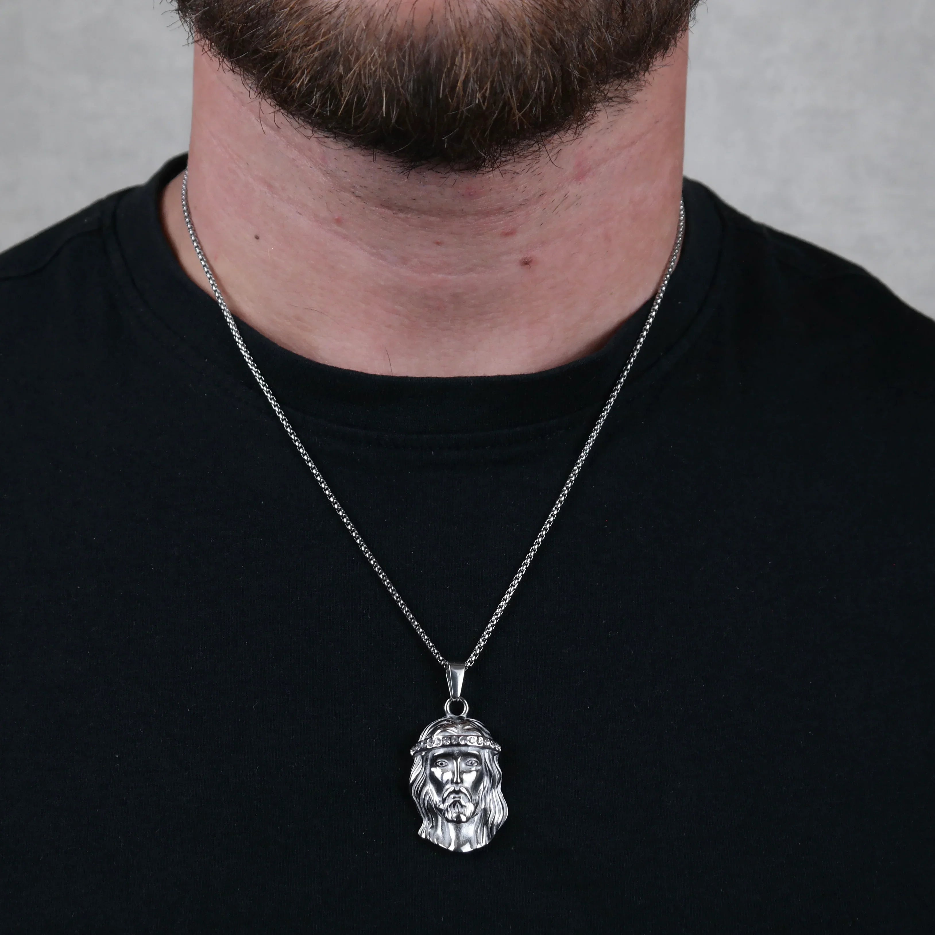 Jesus Piece Iced Pendant (Silver)