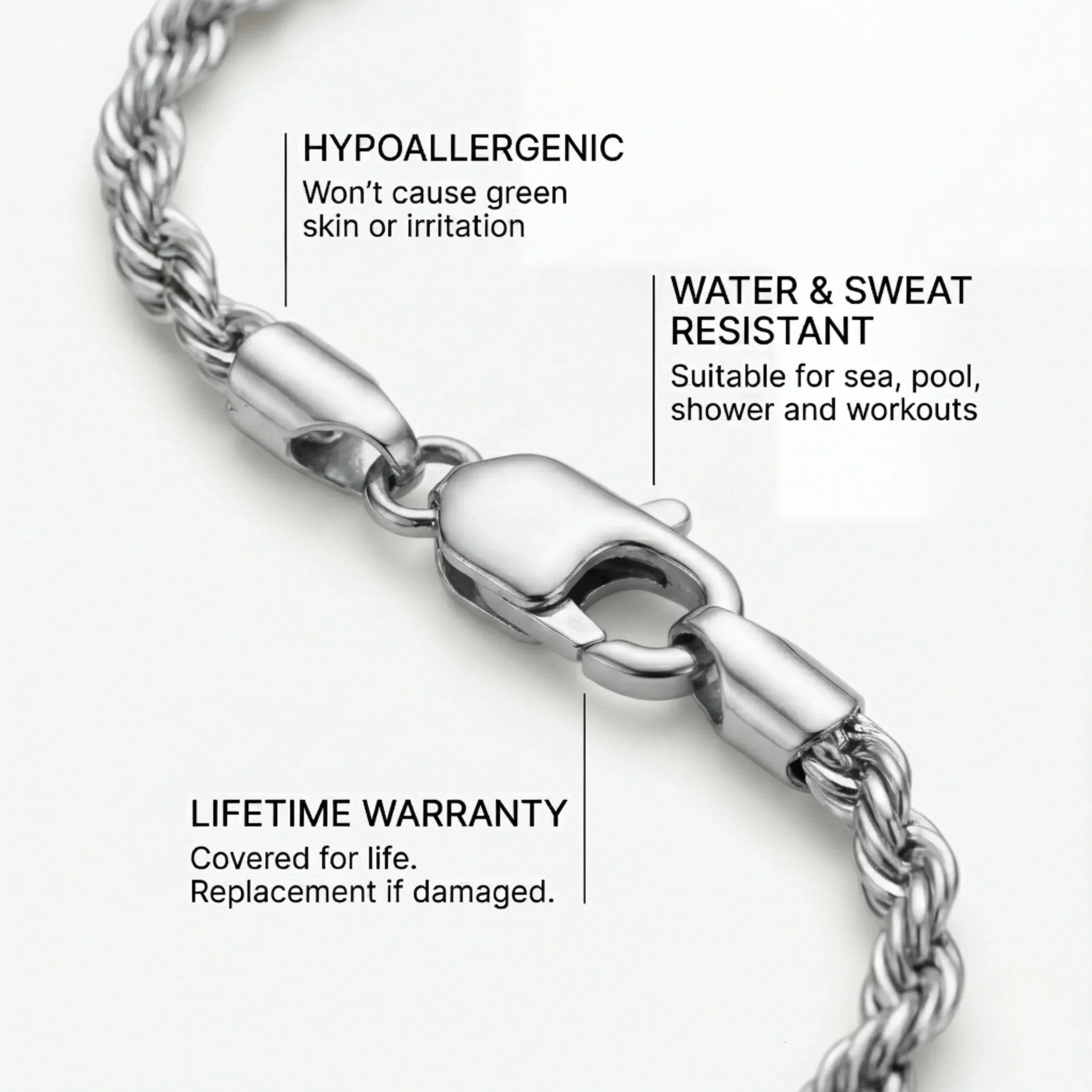 Rope Bracelet 3MM (Silver)