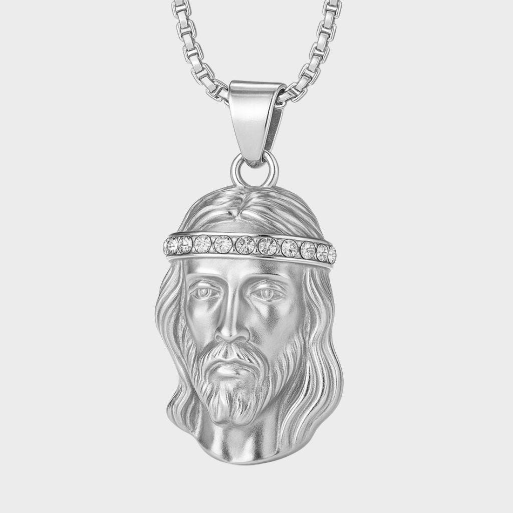 Jesus Piece Iced Pendant (Silver)