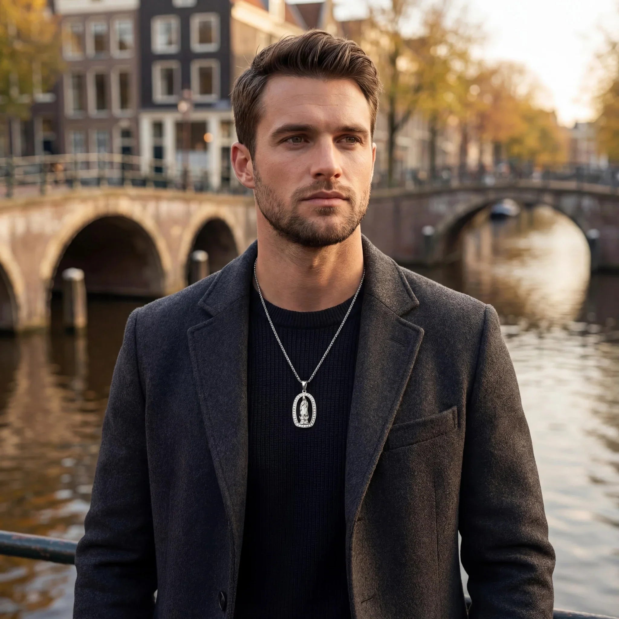 Virgin Mary Iced Pendant (Silver)