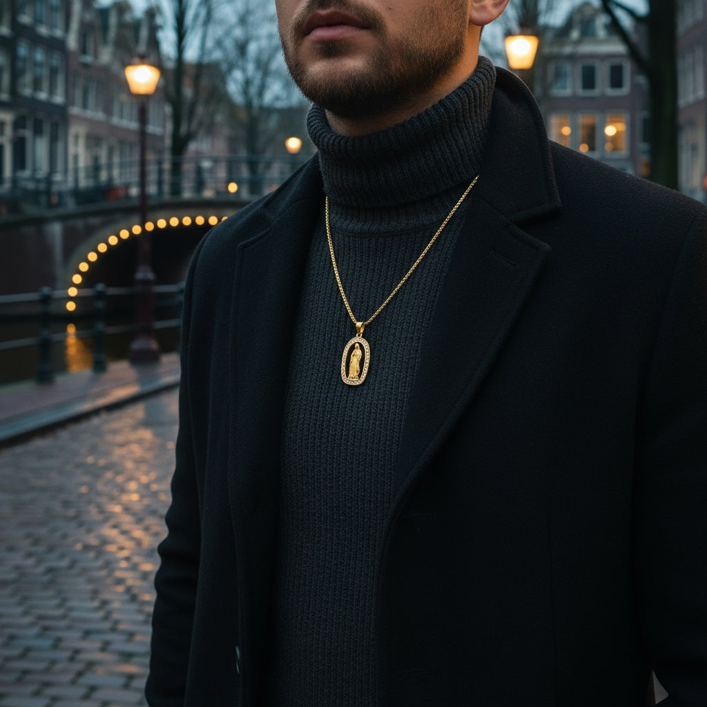 Virgin Mary Iced Pendant (Gold)